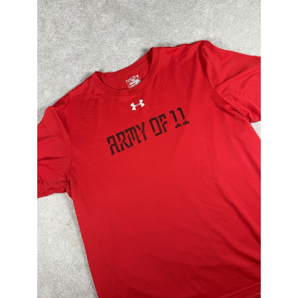 Under Armour T-Shirt Men's XL Red Army 11 Football Breathable Casual‎ Workout **